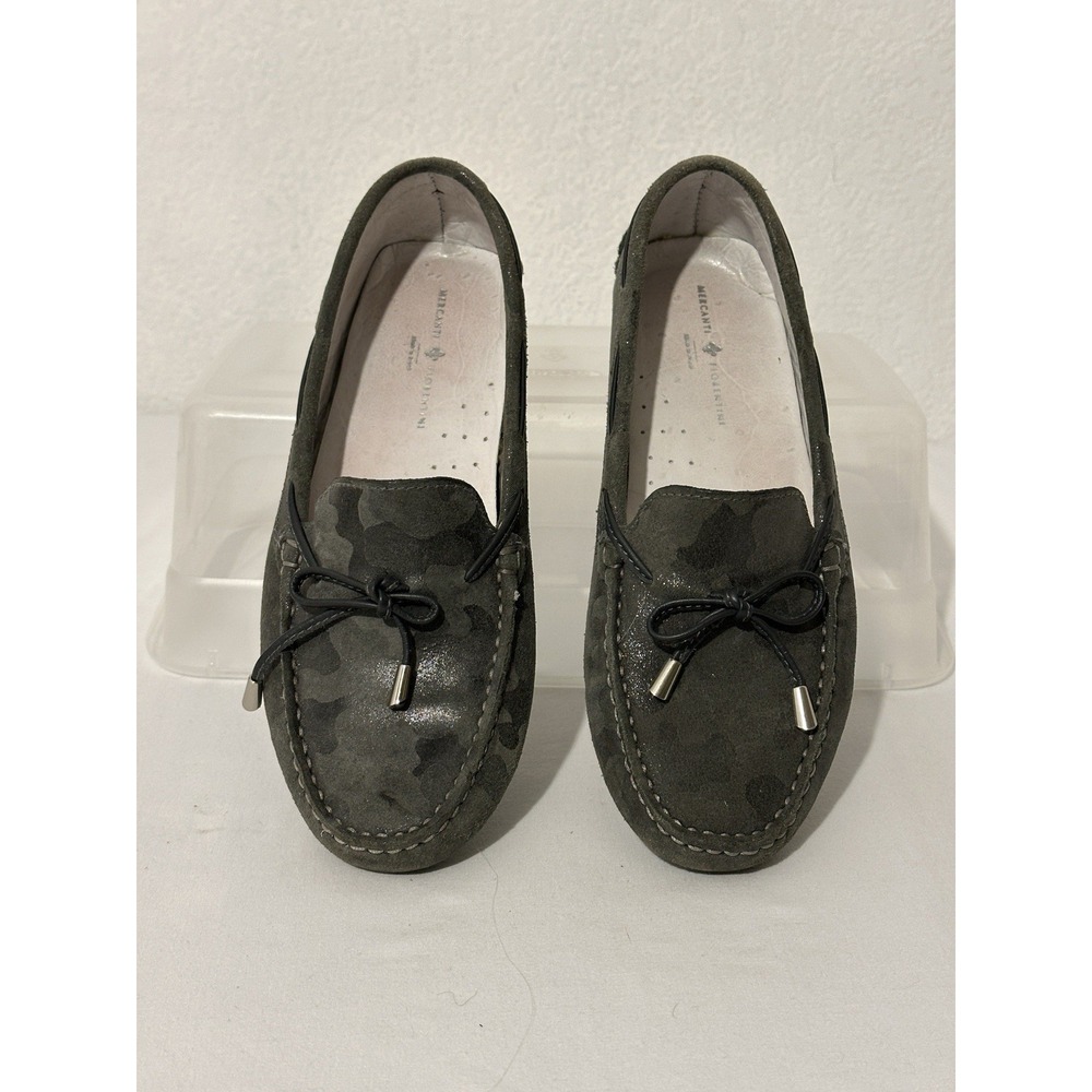 Mercanti Fiorentini Loafer Womens 9B Gray Camo Leather Driving Moc Shoe Slip On